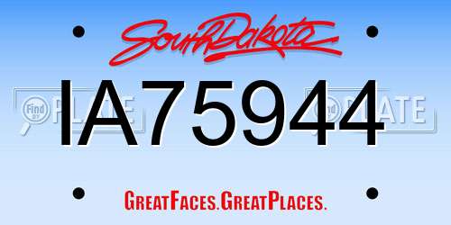 IA75944 South Dakota License Plate