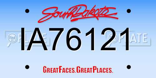 IA76121 South Dakota License Plate