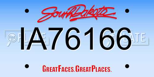 IA76166 South Dakota License Plate
