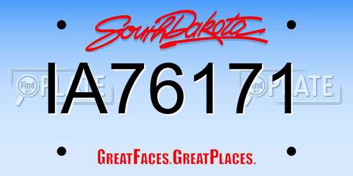 IA76171 South Dakota License Plate