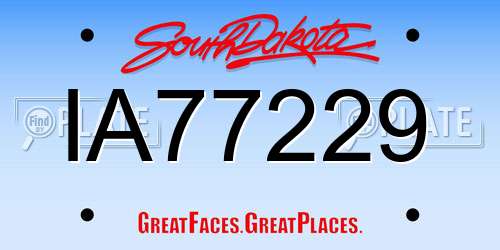 IA77229 South Dakota License Plate