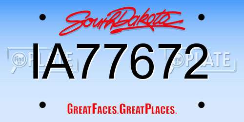 IA77672 South Dakota License Plate