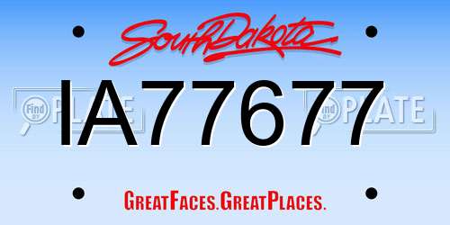 IA77677 South Dakota License Plate