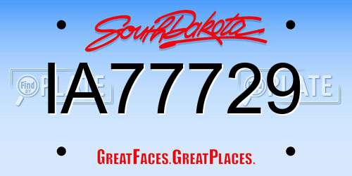 IA77729 South Dakota License Plate