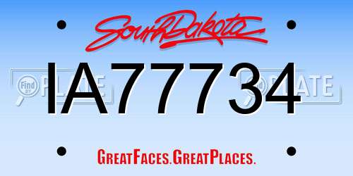 IA77734 South Dakota License Plate