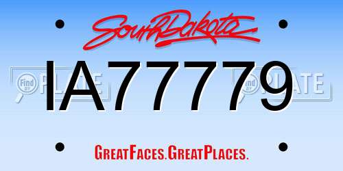 IA77779 South Dakota License Plate