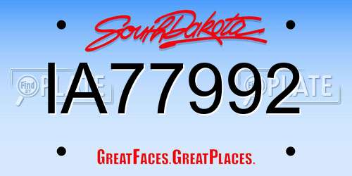 IA77992 South Dakota License Plate