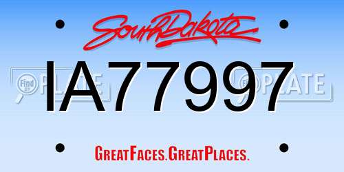 IA77997 South Dakota License Plate