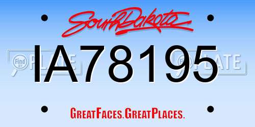 IA78195 South Dakota License Plate