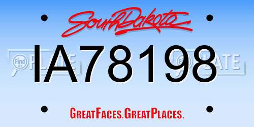 IA78198 South Dakota License Plate