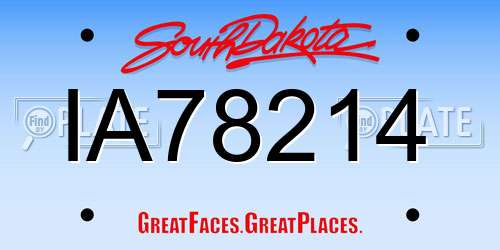 IA78214 South Dakota License Plate