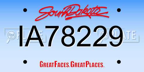 IA78229 South Dakota License Plate