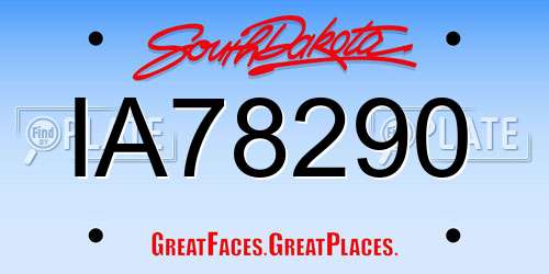 IA78290 South Dakota License Plate