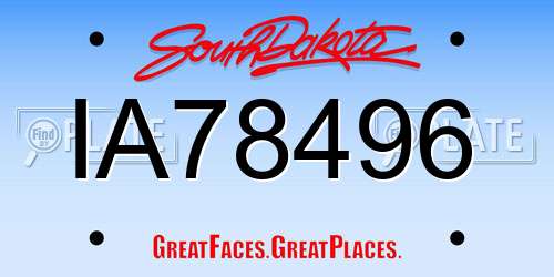 IA78496 South Dakota License Plate