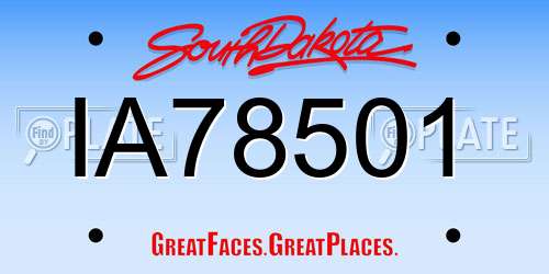 IA78501 South Dakota License Plate