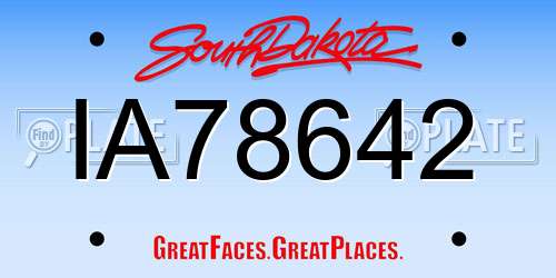 IA78642 South Dakota License Plate