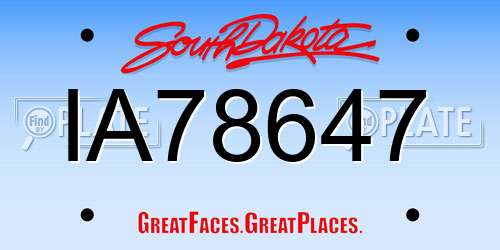 IA78647 South Dakota License Plate