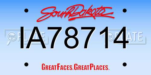 IA78714 South Dakota License Plate