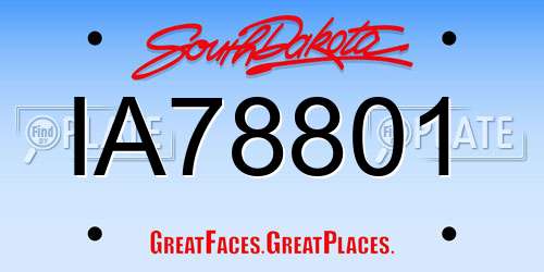 IA78801 South Dakota License Plate