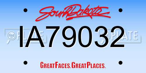 IA79032 South Dakota License Plate