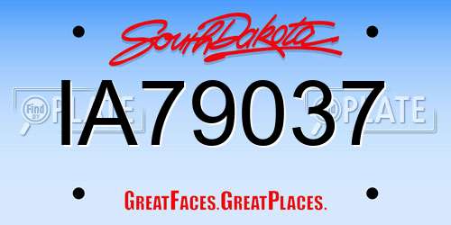 IA79037 South Dakota License Plate