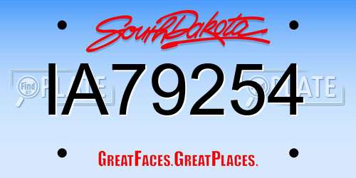 IA79254 South Dakota License Plate