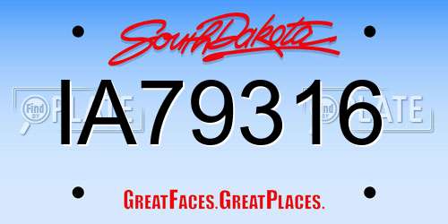 IA79316 South Dakota License Plate