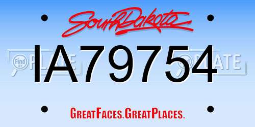 IA79754 South Dakota License Plate
