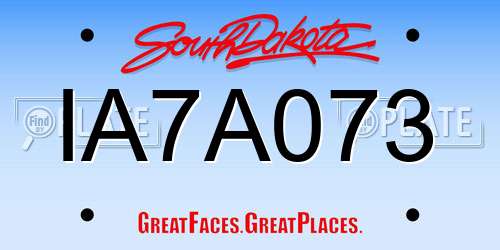 IA7A073 South Dakota License Plate
