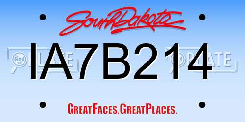 IA7B214 South Dakota License Plate