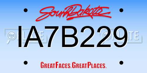 IA7B229 South Dakota License Plate