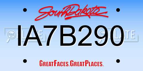 IA7B290 South Dakota License Plate