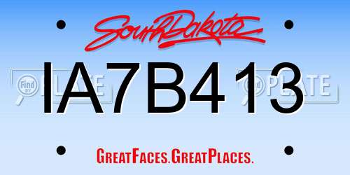IA7B413 South Dakota License Plate
