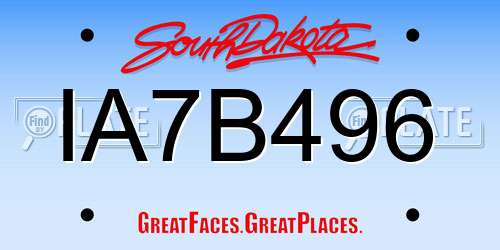 IA7B496 South Dakota License Plate