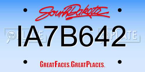 IA7B642 South Dakota License Plate