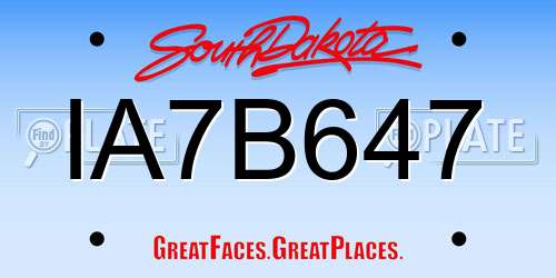IA7B647 South Dakota License Plate