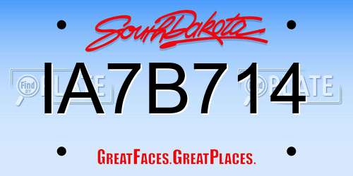 IA7B714 South Dakota License Plate