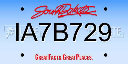 IA7B729 South Dakota License Plate