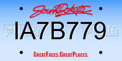 IA7B779 South Dakota License Plate