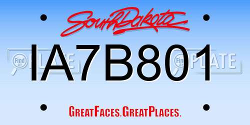 IA7B801 South Dakota License Plate
