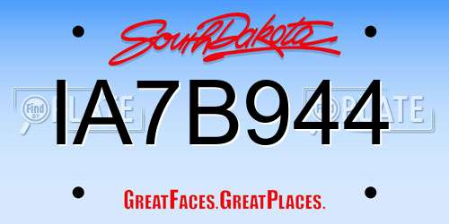 IA7B944 South Dakota License Plate