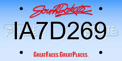 IA7D269 South Dakota License Plate