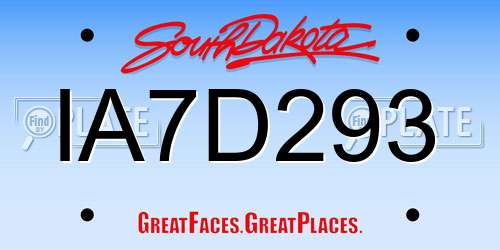IA7D293 South Dakota License Plate