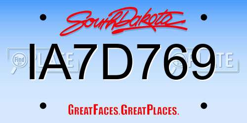 IA7D769 South Dakota License Plate