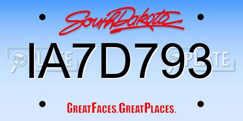 IA7D793 South Dakota License Plate