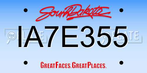 IA7E355 South Dakota License Plate