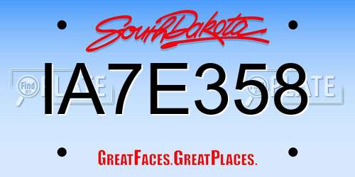 IA7E358 South Dakota License Plate