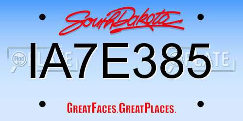 IA7E385 South Dakota License Plate