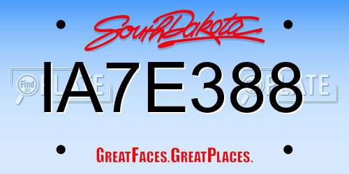 IA7E388 South Dakota License Plate