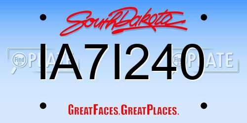 IA7I240 South Dakota License Plate